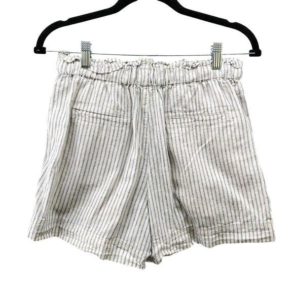 Uniqlo Linen Cotton Shorts Womens S Drawstring High Waisted Pleated Front Blue - Picture 2 of 7